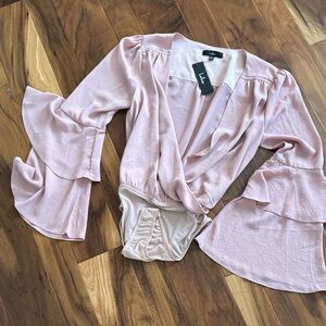 Lulu's Blush Pink Bell Sleeve Bodysuit